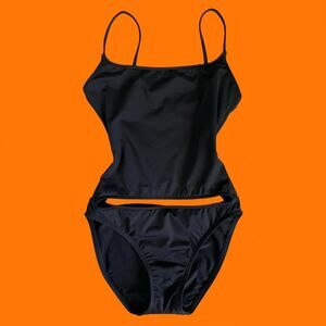 00's vintage black y2k monokini one piece swimsuit bathing suit XS SMALL